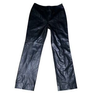 Carolina Herrara black leather seamed pants 33 waist